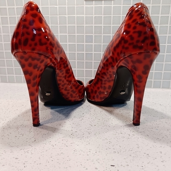 JEROME C Rousseau Aizza leopard red pumps heels shoes 👠 - Picture 6 of 9